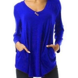 Long Sleeve Cotton Tunic With Pockets
